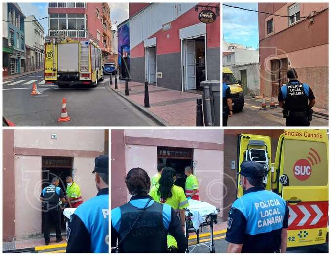 Collage de fotos de la evacuación del anciano encamado/TA.